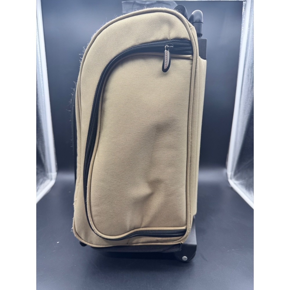 Travelon Wheeled Under Seat Carry-On Rolling Luggage Khaki Black Travel Bag - Picture 2 of 13